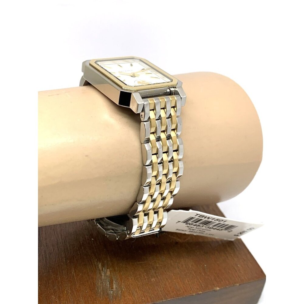 Tory Burch Women's Watch TBW1501 Cream Dial Gold Quartz Tank Two Tone Steel - Picture 12 of 14